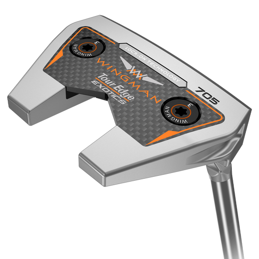 Sole view of tour edge exotics wingman 705 putter